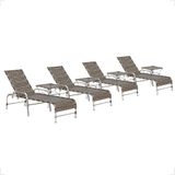 4 Espreguiçadeira Catar E 4 Mesa Garden Alumínio E Fibra Cappuccino