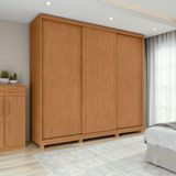 Guarda-roupa Casal 3 Portas 100% Mdf Gaia Com Pés Amendoa/off