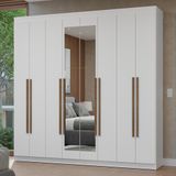 Guarda-roupa Casal 8 Portas Batentes Com Espelho Netuno Madesa Branco/rustic