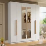 Guarda-roupa Casal 6 Portas Batentes Com Espelho Saturno Madesa Branco/rustic