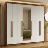 Guarda-roupa Casal 8 Portas Batentes Com Espelho Saturno Madesa Rustic/branco