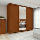 Guarda-roupa Casal 3 Portas 100% Mdf Gaia Com Espelho E Pés Frassino/off White