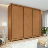 Guarda-roupa Casal 100% Mdf 3 Portas 6 Gavetas Vitta 2,70 Com Pés Amendoa/off White