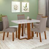 Conjunto Sala De Jantar Mesa Easy Pop 120x80cm Tampo Mdf 40mm Com 4 Cadeiras Confort Suede Animale Bege Frassino/off