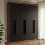 Guarda-roupa Casal 6 Portas Batentes Venus Madesa Rustic/preto