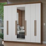 Guarda-roupa Casal 8 Portas Batentes Com Espelho Netuno Madesa Rustic/branco