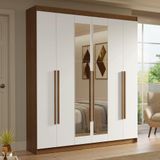Guarda-roupa Casal 6 Portas Batentes Com Espelho Saturno Madesa Rustic/branco