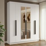 Guarda-roupa Casal 6 Portas Batentes Com Espelho Venus Madesa Branco/preto