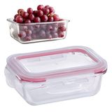 Pote Marmita De Vidro Hermético 370ml Vasilha Com 4 Travas Antivazamento