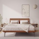 Cama Japonesa Toquio Queen Com Cabeceira Almofada Linho Telha
