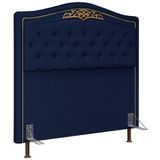 Cabeceira Cama Box Casal Queen 160cm Com Tachas Imperial Veludo J02 Azul - Mpozenato