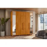 Guarda Roupa Com Espelho Mdf-6 Portas De Abrir Com Amortecimento - 4 Gavetas Com Corrediças Telescópicas