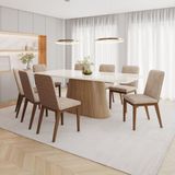 Conjunto Para Sala De Jantar Com 8 Cadeiras Olívia Nature/off White/caramelo/creme