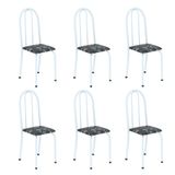 Kit 6 Cadeiras Tubular 96x36x41 Cm Iris B Preto Floral / Branco