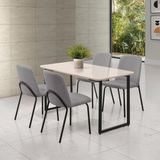 Conjunto Para Sala De Jantar Com 4 Cadeiras Dora Black / Cinza / Off White
