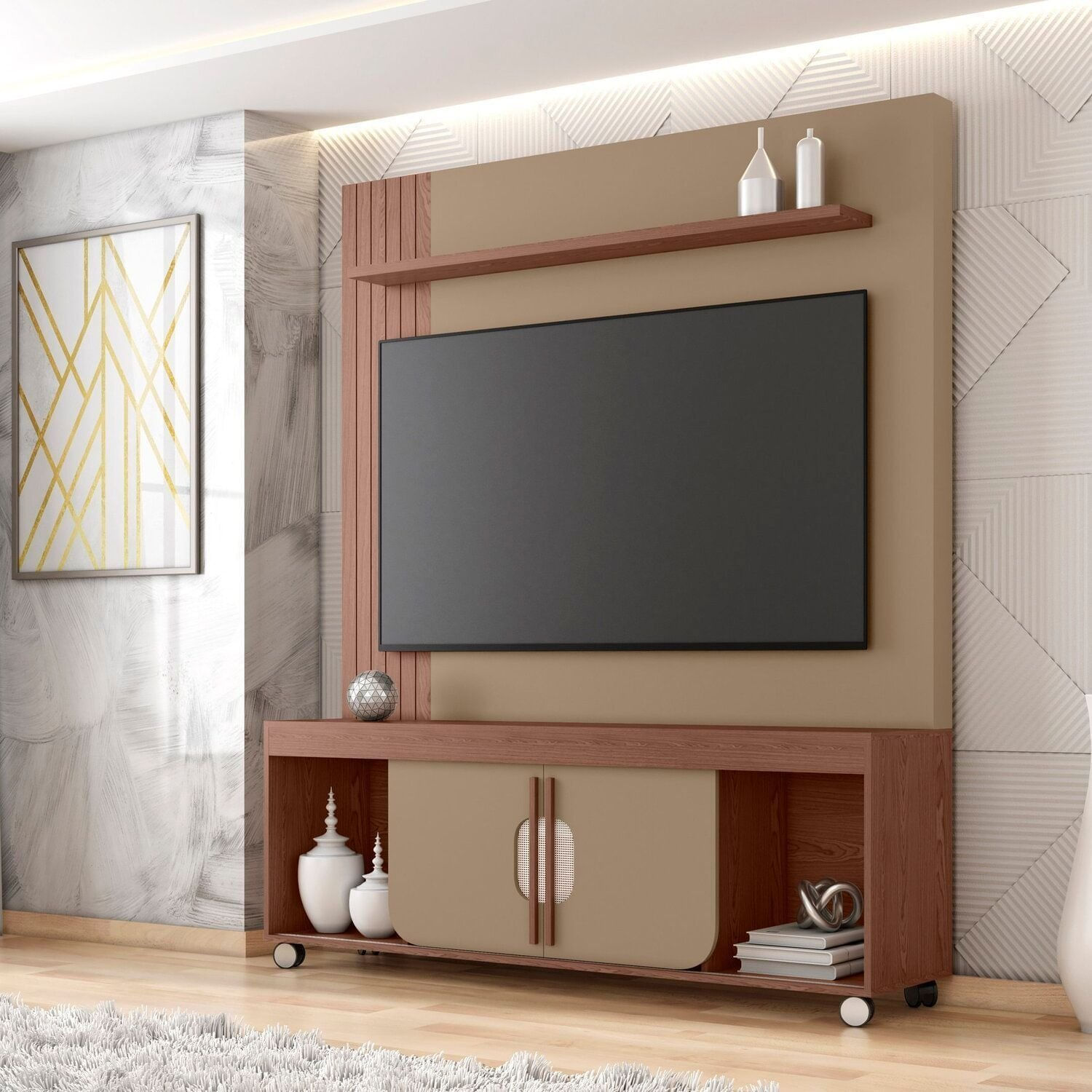 Estante Para Tv 65 Polegadas 191cm X 160cm Maragogi Fendi/freijó