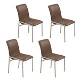Cadeiras Para Sala De Jantar 4 Unidades Premium Marrom / Champanhe