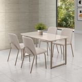 Conjunto Para Sala De Jantar Com 4 Cadeiras Dora Champagne / Bege / Off White