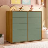 Cômoda Para Quarto Infantil 10 Gavetas Melinda Freijó / Verde