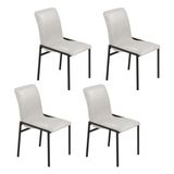 Cadeiras Para Sala De Jantar 4 Unidades Premium Off White / Preto