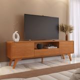 Rack Para Tv Até 75 Polegadas 100% Mdf Pés Em Madeira Maciça Com Regulagem Ares Naturalle