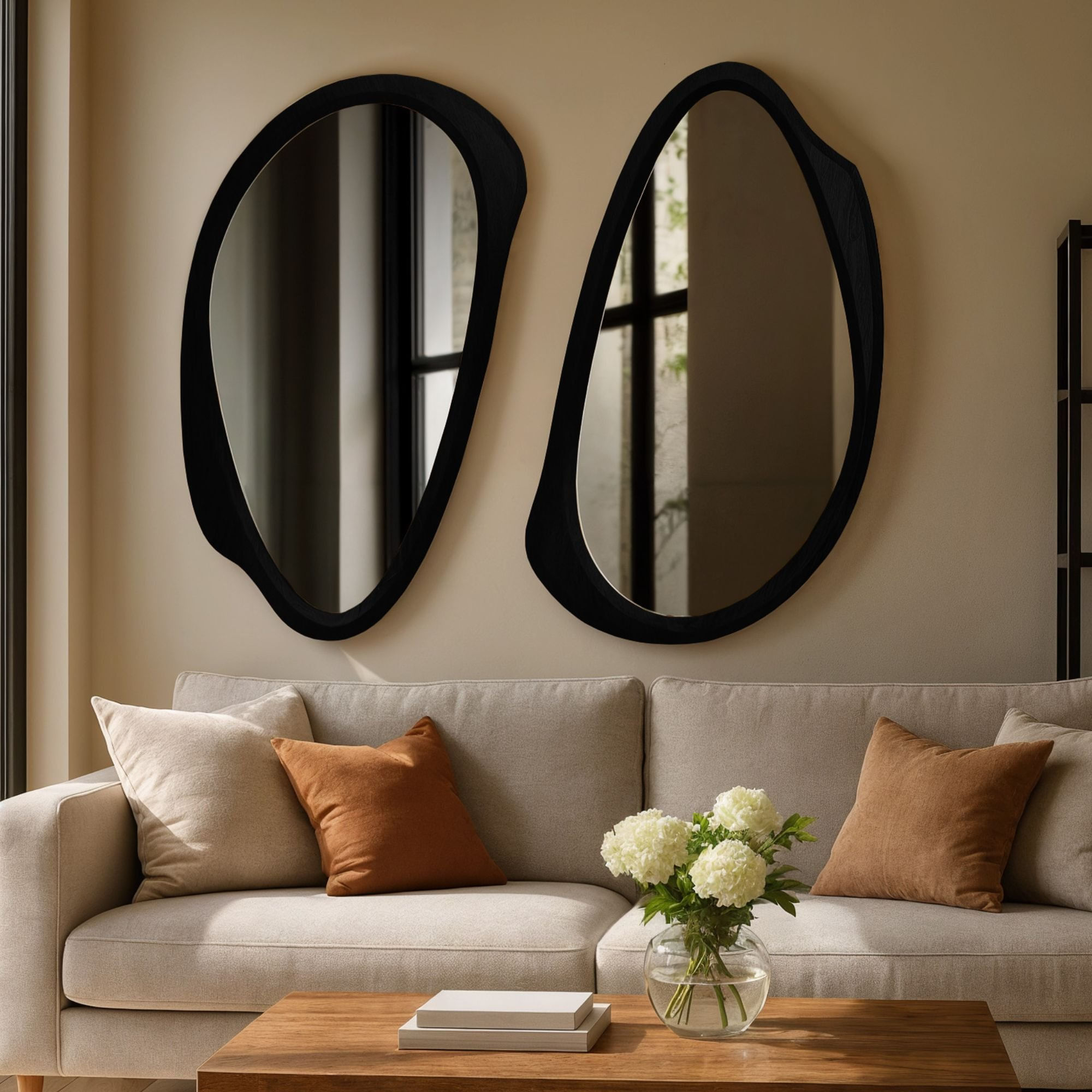 Conjunto 2 Espelhos Moldura Mdf Specchio Ébano