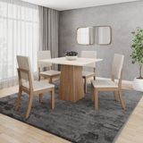 Conjunto Para Sala De Jantar Com 4 Cadeiras Dora Nature/off White