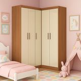 Guarda-roupa Infantil 5 Portas Jasmim Cinamomo / Off White
