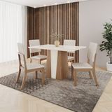 Conjunto Para Sala De Jantar Com 4 Cadeiras Orus Nature/off White