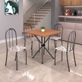Conjunto De Mesa Tubular 70cm X 70cm Tampo Em Mdf Com 4 Cadeiras Ane B Arabesco/ Mart Prata