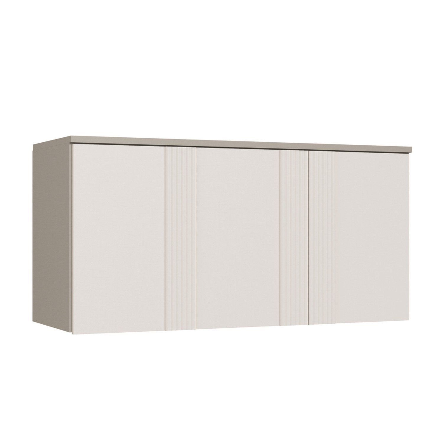 Módulo Aéreo Para Quarto 3 Portas Elegance Canelado Niquel/blanc