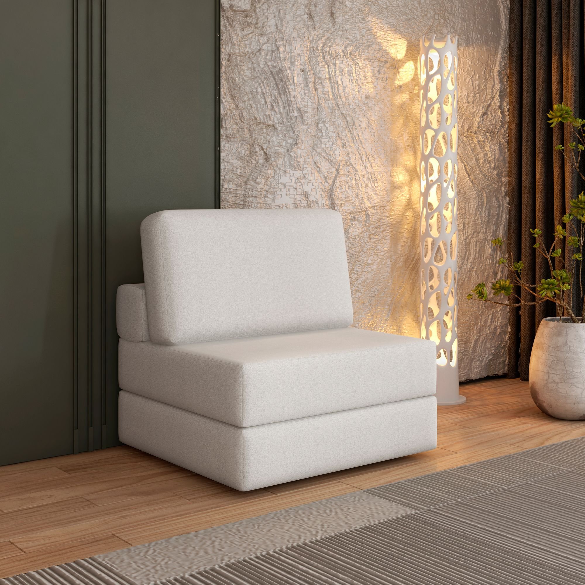 Sofá Cama À Vácuo 1 Lugar Linha Modular Flip Magic Branco
