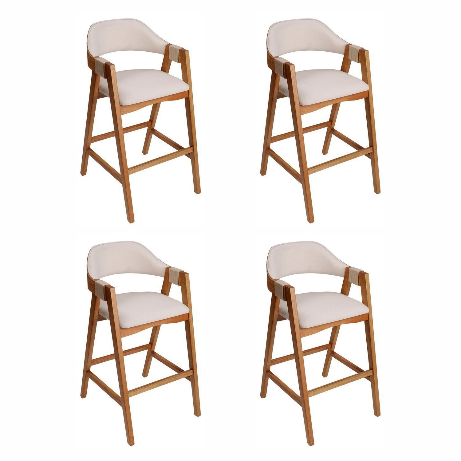 Kit 4 Banquetas Em Madeira Maciça Bélgica Espresso Móveis Imbuia/off White