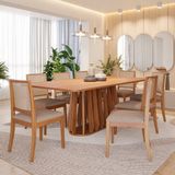 Conjunto Para Sala De Jantar Com 8 Cadeiras Pitanga Cinamomo/bege
