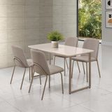 Conjunto Para Sala De Jantar Com 4 Cadeiras Dora Champagne / Bege Escuro / Off White