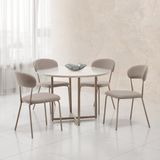 Conjunto Para Sala De Jantar Com 4 Cadeiras Ditalia Fendi / Bege Escuro / Off White