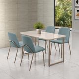 Conjunto Para Sala De Jantar Com 4 Cadeiras Dora Champagne / Verde Claro / Off White
