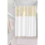 Cortina De Box Vinil Flores Com Visor Retangular E Ganchos - ( 1,35m X 2,00m ) - Panami