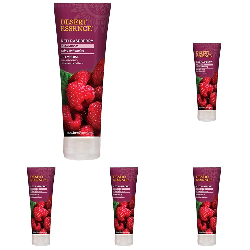 Shampoo Desert Essence Red Raspberry, 240 Ml, Pacote Com 5