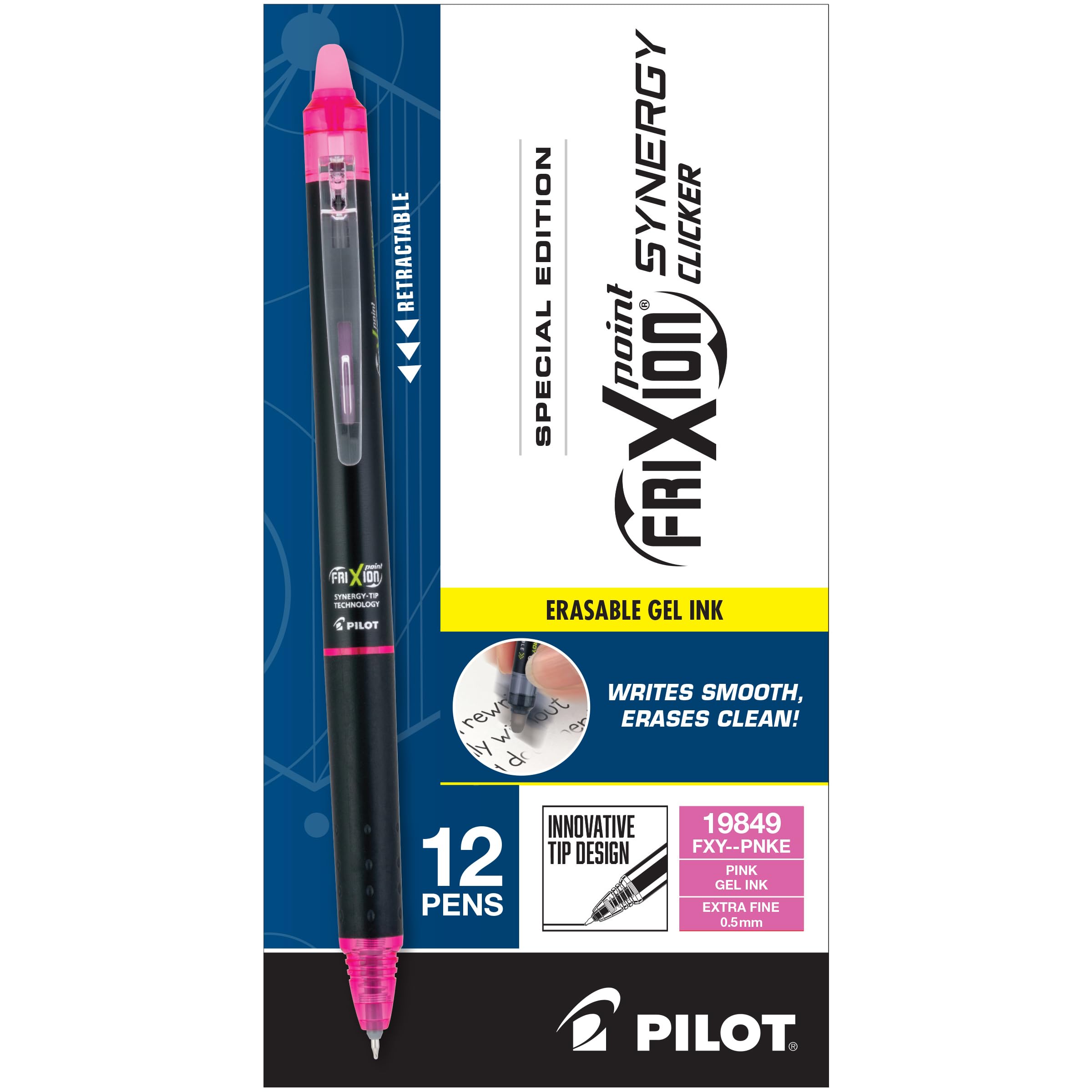 Canetas De Tinta Gel Pilot Frixion Synergy Clicker 0,5 Mm, Pacote Com 12