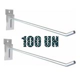 100 Ganchos Zincados 25cm Painel Canaletado - Prateado
