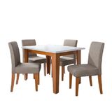 Conjunto Sala De Jantar Mesa Miami 1,20m 4 Cadeiras Trieste Madeirado/mascavo Dobuê