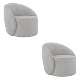 Poltrona Decorativa Orgânica Kit 2 Lua Suede Cinza D03 - D&#39;rossi