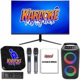 Karaoke Profissional Preto +monitor +2 Mic Sem Fio +catalogo