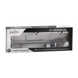 Kit Acessórios Banheiro Cromado 5 Peças - Saboneteira, Porta Papel, Toalha Rosto E Banho, Cabideiro