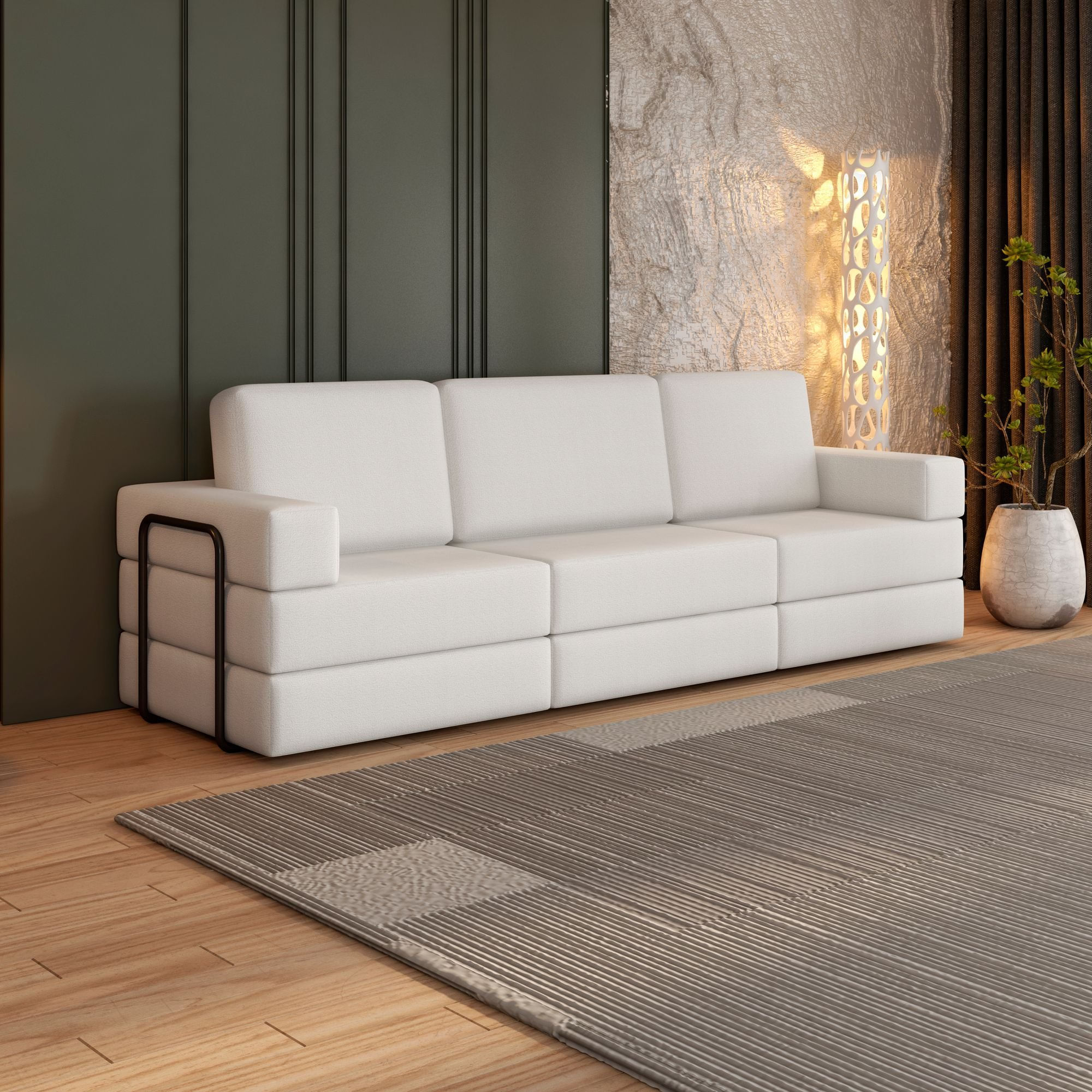 Sofá Cama À Vácuo 3 Lugares Linha Modular Flip Magic Branco