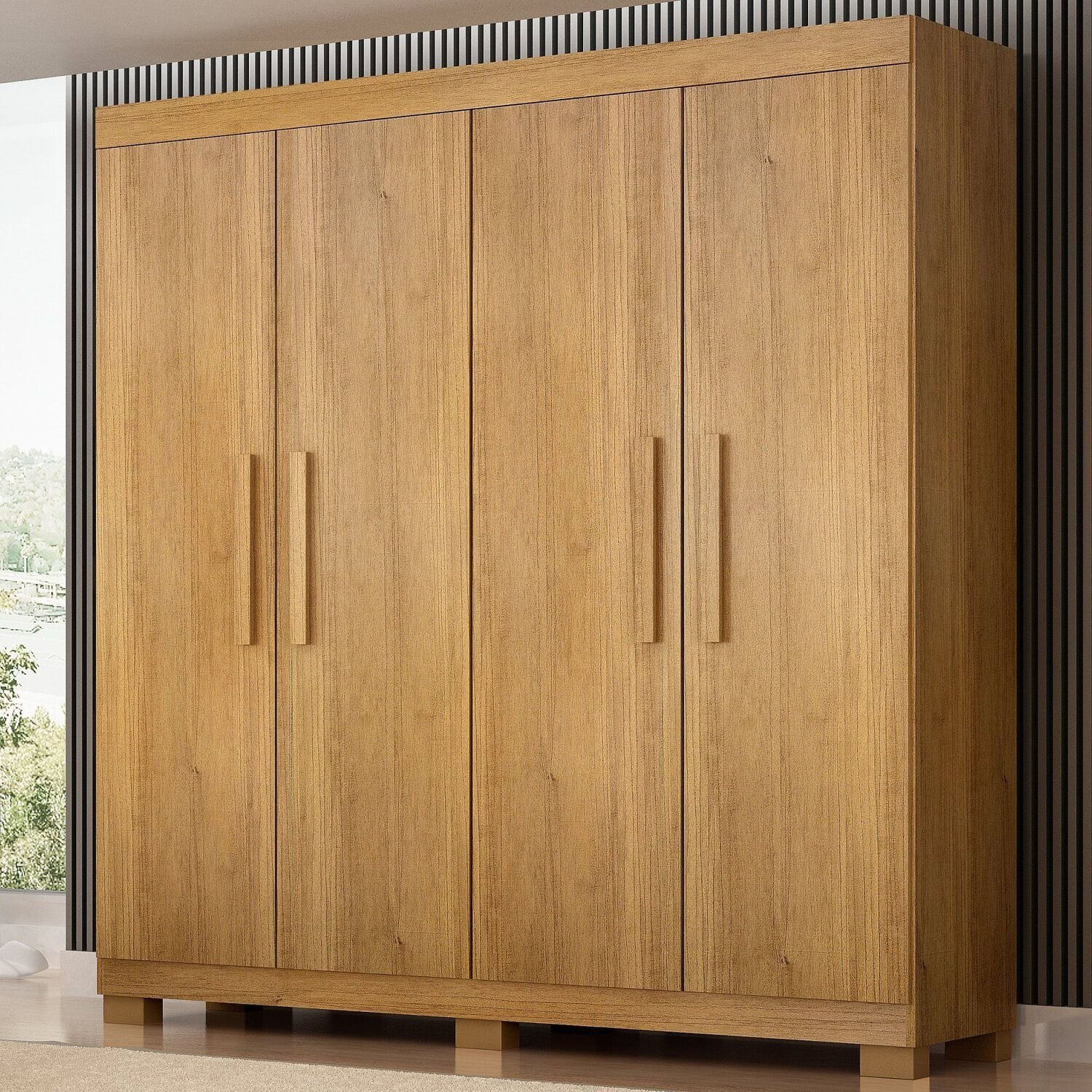 Guarda-roupa Casal 4 Portas 100% Mdf Jandaia Cinamomo