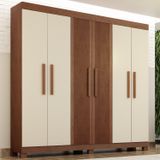 Guarda-roupa Casal 6 Portas 100% Mdf Norten Imbuia Linheiro/off White