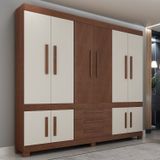 Guarda-roupa Casal 10 Portas 100% Mdf Lucca Imbuia Linheiro/off White