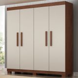 Guarda-roupa Casal 4 Portas 100% Mdf Jandaia Imbuia Linheiro/off White